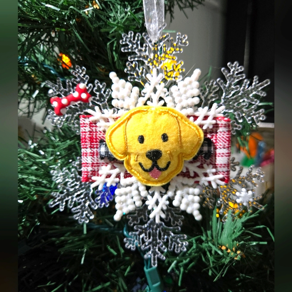 NWT Golden Retriever Ornament Fabric Dog Lover Pets Sparkle Christmas Holiday